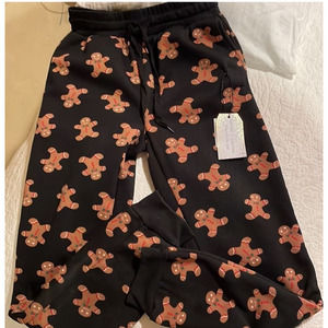 Better Together Gingerbread Men Jogger Fleece Lined Loungewear Pants Medium NEW